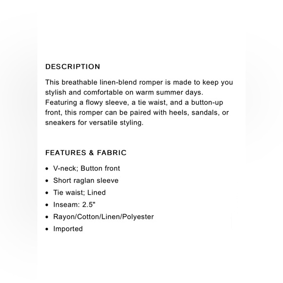 Express linen blend button up tie waist romper - Picture 10 of 16
